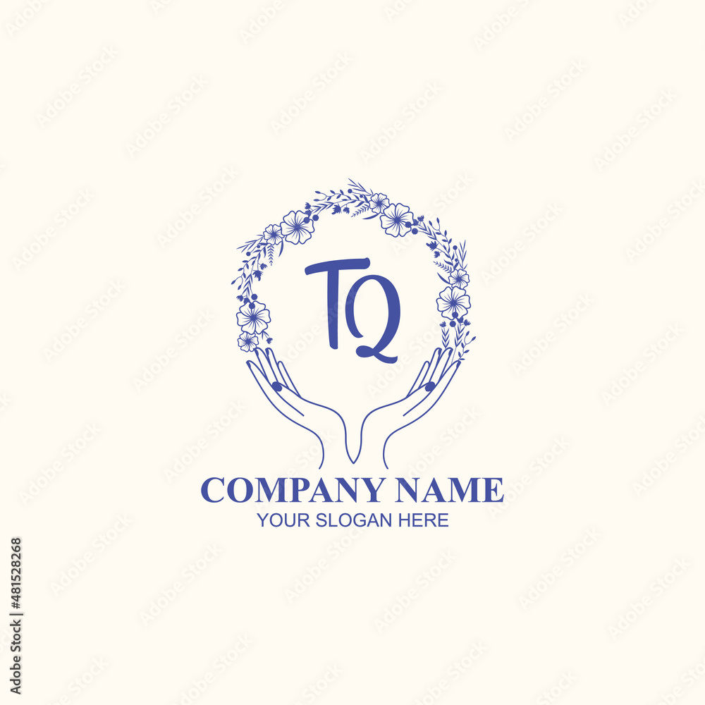 TQ initial hand drawn wedding monogram logos