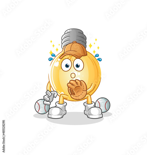 bulb baseball Catcher cartoon. cartoon mascot vector