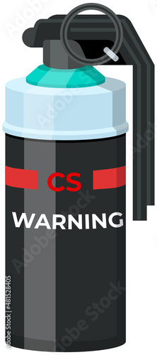 Gas cylinder with pressurized propane. Compressed gas in tank with regulator under high pressure. Cartoon Warning sign, flammable, explosion, dangerous concept. Storage of liquefied compressed oxygen