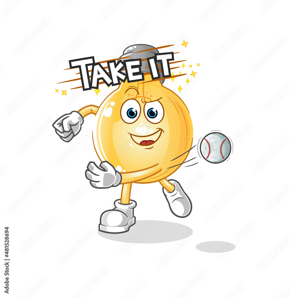 Obraz premium bulb throwing baseball vector. cartoon character