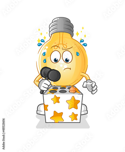 bulb play whack a mole mascot. cartoon vector