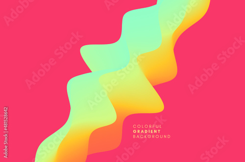 3D abstract wavy background with modern gradient colors. Motion sound wave. Vector illustration for banner, flyer, brochure, booklet, presentation or websites design.