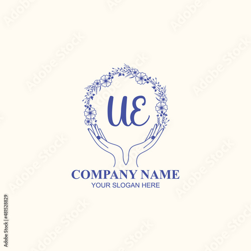 UE initial hand drawn wedding monogram logos