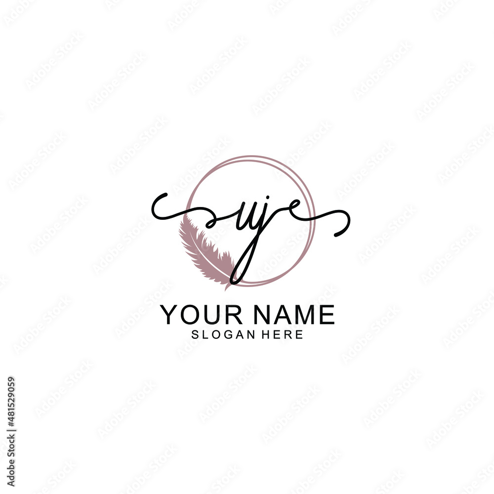 Initial UJ beauty monogram and elegant logo design  handwriting logo of initial signature
