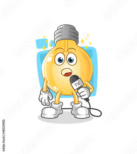 bulb tv reporter cartoon. cartoon mascot vector