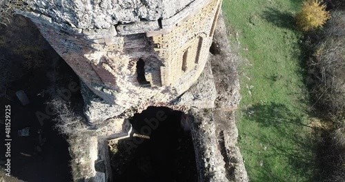 Drone footage of the historic christian monastery. Aerial view of old Monastery. Goshavanq, Dilijan Gosh 4K Ultra HD.