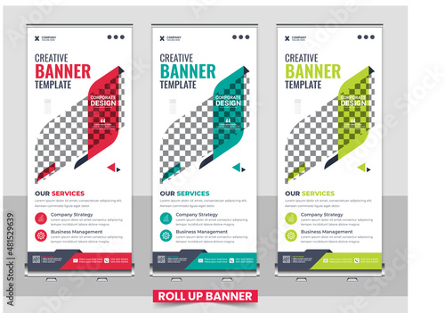 Business Roll Up banner design.Vector illustration, Roll up banner stand template design.