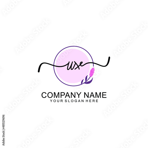 Initial UX beauty monogram and elegant logo design handwriting logo of initial signature