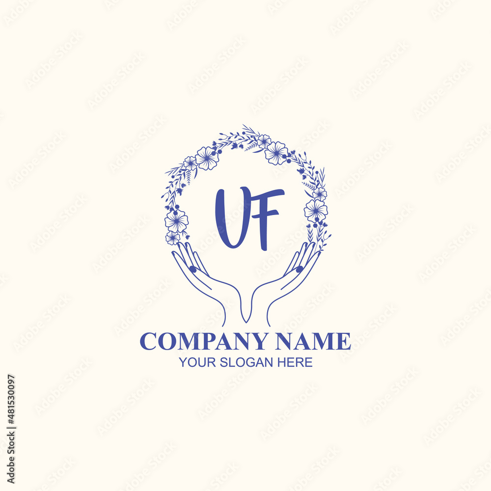 VF initial hand drawn wedding monogram logos