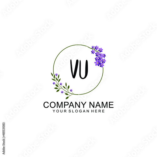 VU Initial handwriting logo vector. Hand lettering for designs