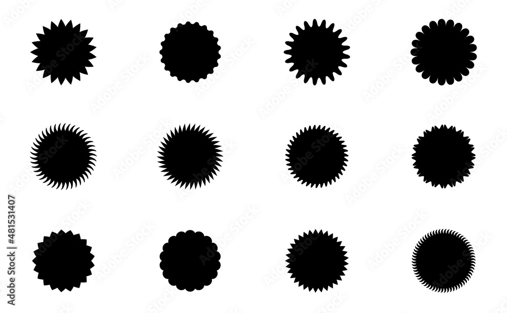 Set of badge of sunburst or starburst. Special offer discount tag label Set of badge of sunburst or starburst. Special offer discount tag label