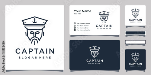 old captain design logo template in minimalist style