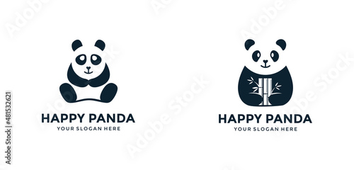 Minimalist panda logo template collection