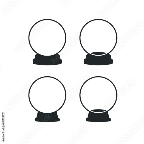 Collection of crystal balls with crystal inside. Divination and magic symbol. Vector illustration.