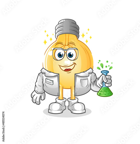 bulb scientist character. cartoon mascot vector