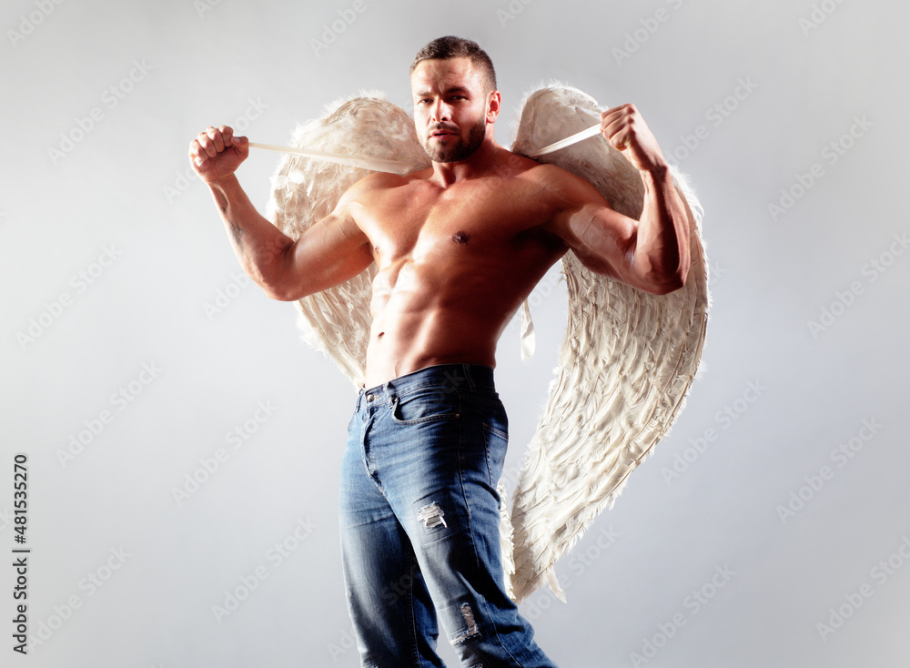Sexy angel cupid man for Valentines Day. foto de Stock | Adobe Stock