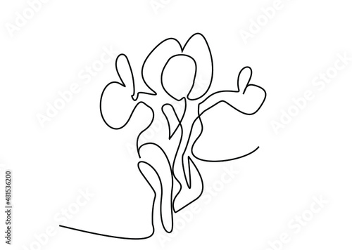 happy woman with positive energy making like okay sign