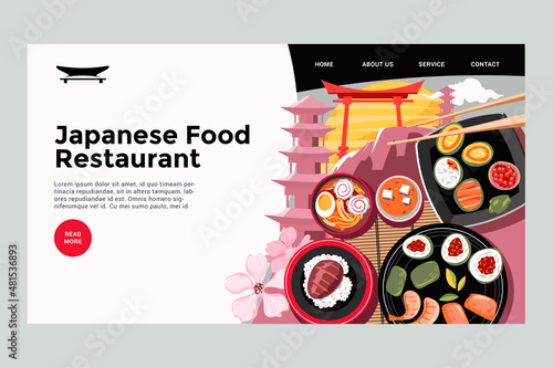 Japanese Food Restaurant landing Page Template Concept
