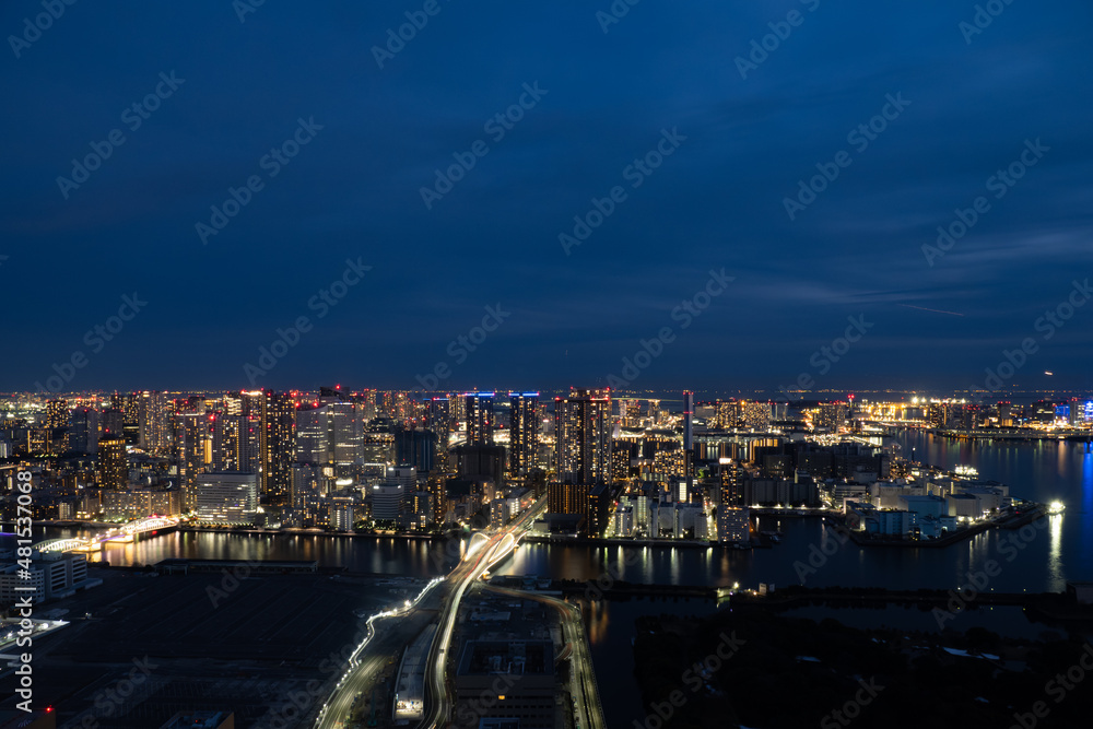 東京の都市夜景　汐留から築地方面