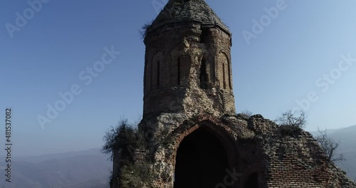 Drone footage of the historic christian monastery. Aerial view of old Monastery. Goshavanq, Dilijan Gosh 4K Ultra HD.