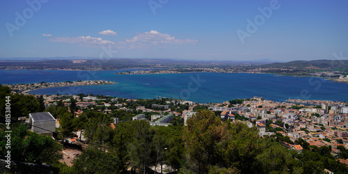 Sete mediterranean panoramic view waterfront of city bay in Languedoc-Roussillon South France