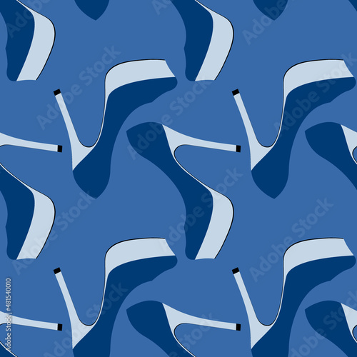 Illustration Seamless pattern on a square background - beautiful shoes on a high platform and thin heels. Design