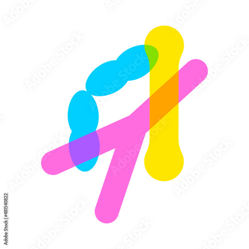 Probiotic bacteria logo. Gut microbiota flat, symbol healthy prebiotic bacillus. Lactobacillus, acidophilus, bifidobacteria and other microorganisms for biotechnology.