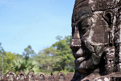 Huge sculpture of a Buddha head carved in stone