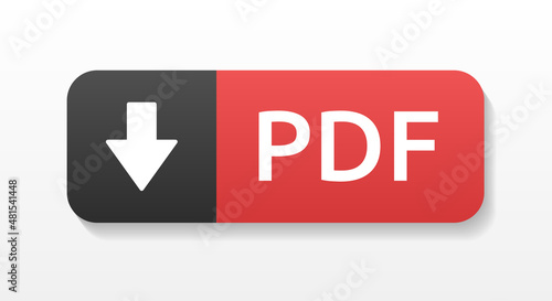 Download PDF vector web button with arrow down.