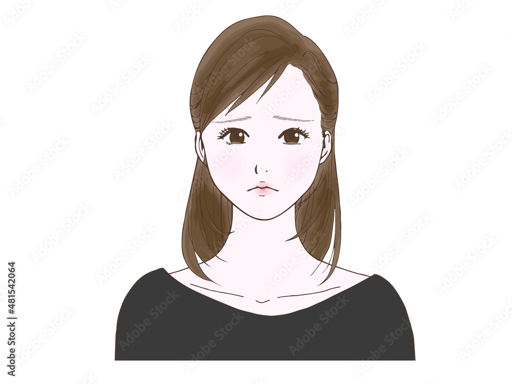 セミロングの女性_泣き顔② セミロングの女性_泣き顔②