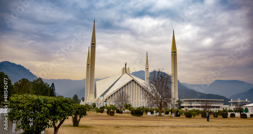 A beautiful view of Faisal Mosque,  Islamabad, Pakistan. 19 January 2022