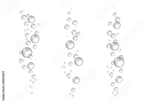 Underwater hissing air bubbles. Carbonated drink. Vector illustration.