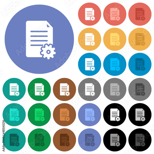 Document setup solid round flat multi colored icons