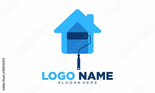 House repaint illustration vector logo