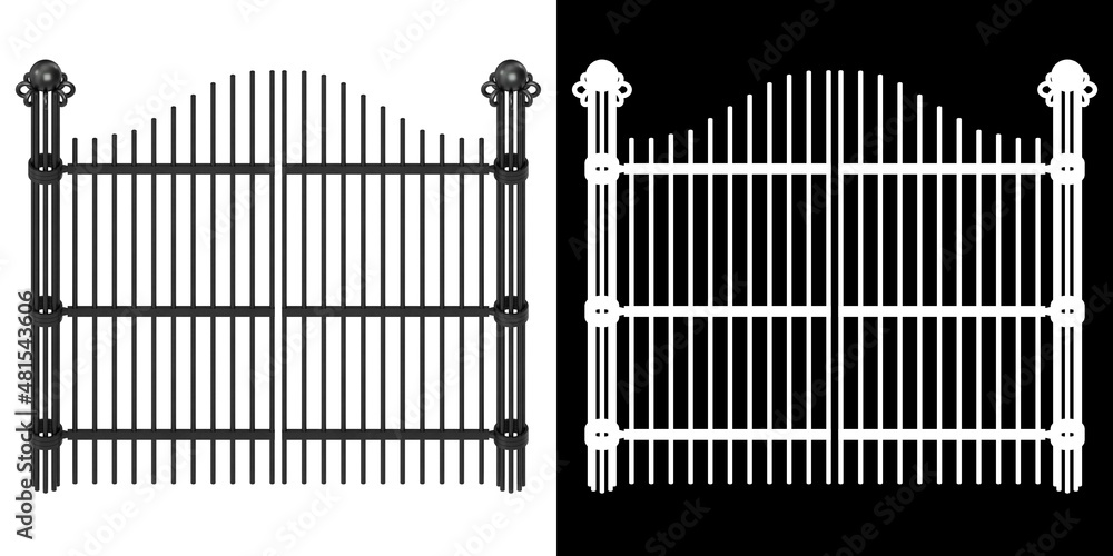 3D rendering illustration of an iron gate 3D rendering illustration of an iron gate