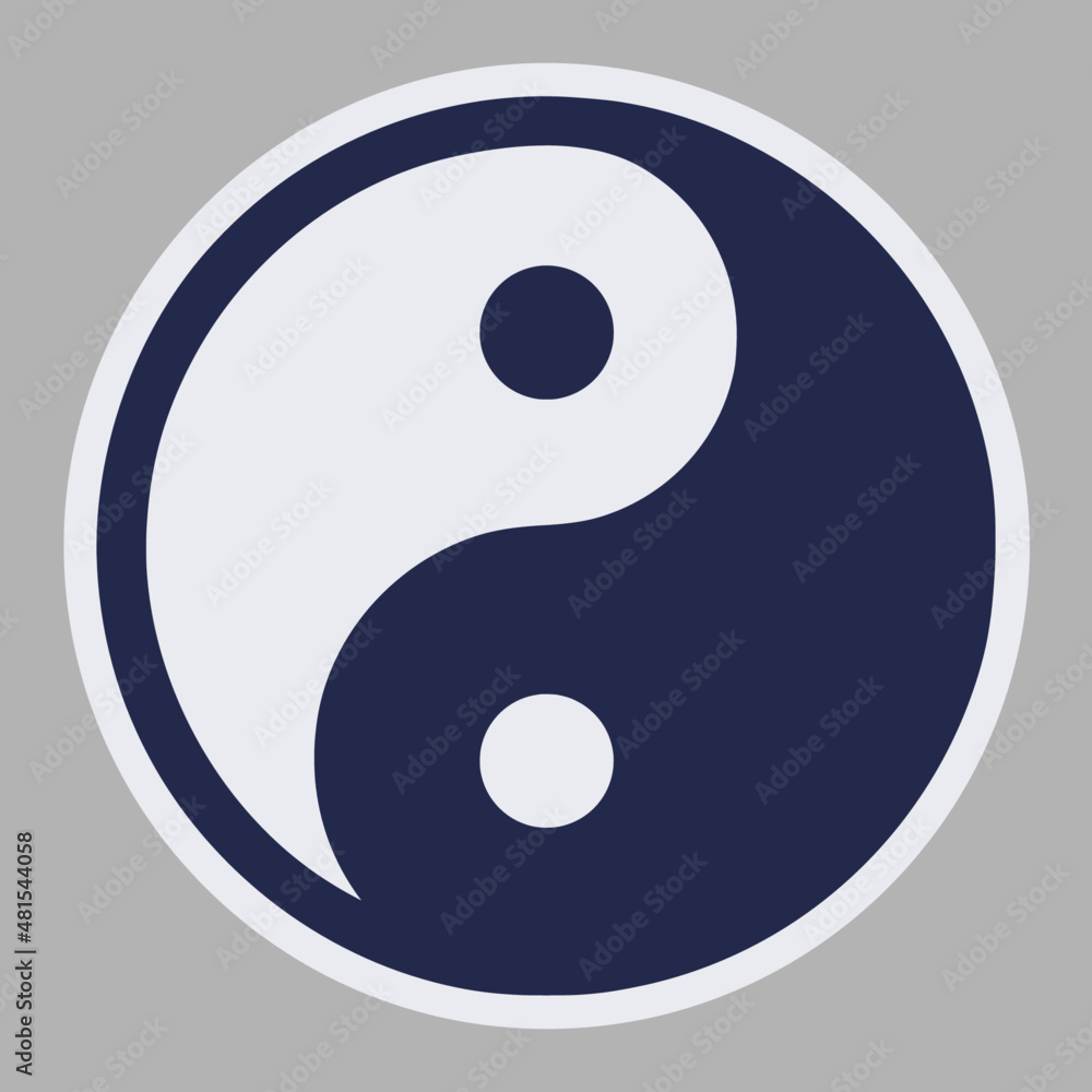 High quality vector illustration of the Yin and Yang Tao symbol icon - Original size dark blue and white version High quality vector illustration of the Yin and Yang Tao symbol icon - Original size dark blue and white version