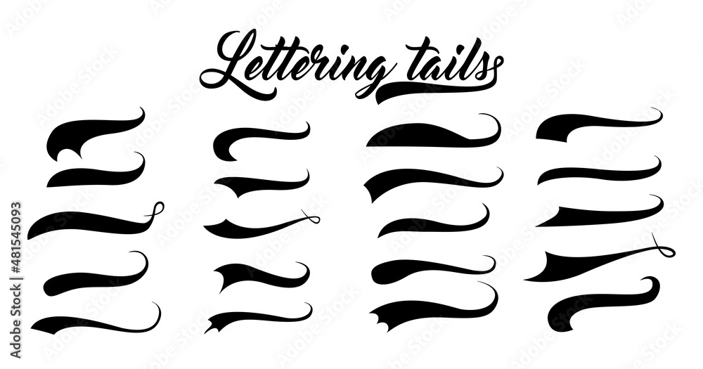 Text Swooshes Collection. Tail Typography Retro Font Graphic