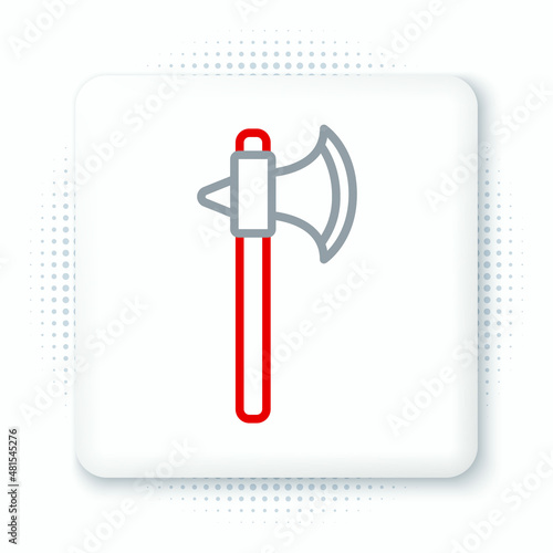 Line Medieval axe icon isolated on white background. Battle axe, executioner axe. Colorful outline concept. Vector