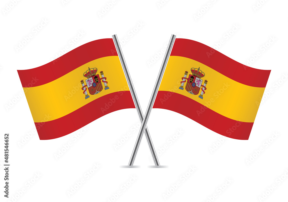 Spain flags. Spanish flags isolated on white background. Vector illustration.