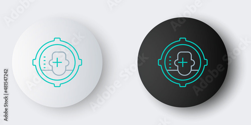 Line Headshot icon isolated on grey background. Sniper and marksman is shooting on the head of man, lethal attack, assault and assassination. Colorful outline concept. Vector