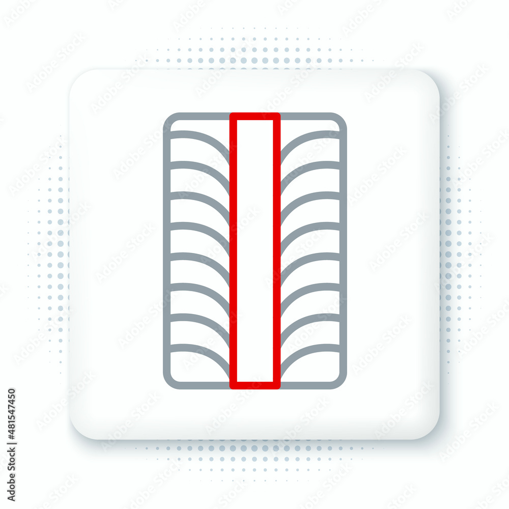 Line Car tire wheel icon isolated on white background. Colorful outline concept. Vector Line Car tire wheel icon isolated on white background. Colorful outline concept. Vector