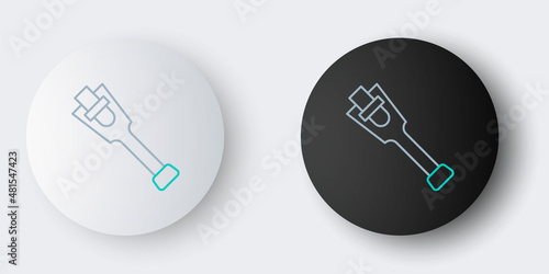 Line Prosthesis leg icon isolated on grey background. Futuristic concept of bionic leg, robotic mechanical leg. Colorful outline concept. Vector