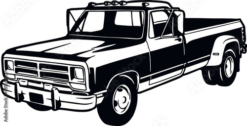 Classic Truck, Muscle car, Classic car, Stencil, Silhouette, Vector Clip Art - Truck 4x4 Off Road - Offroad car for tshirt and emblem