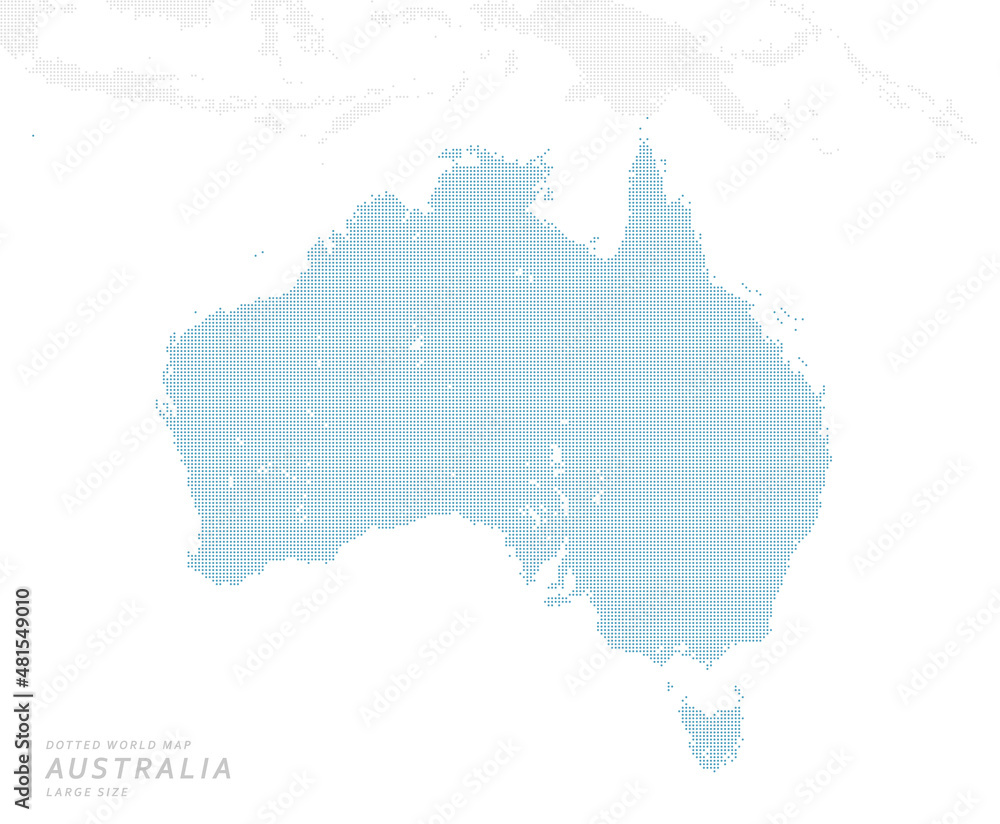 オーストラリアを中心とした青いドットマップ。　大サイズ