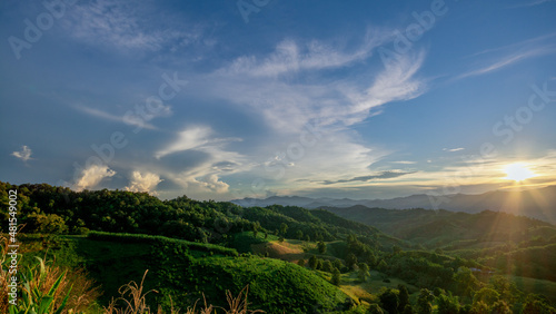 Nature background on a hill in the countryside.