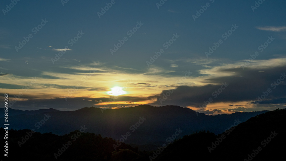 Nature background on a hill in the countryside.