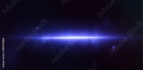 Blue horizontal lens flares pack. Laser beams  horizontal light rays.Beautiful light flares. Light star blue png. Light sun blue png. Light flash blue png. vector illustrator.  