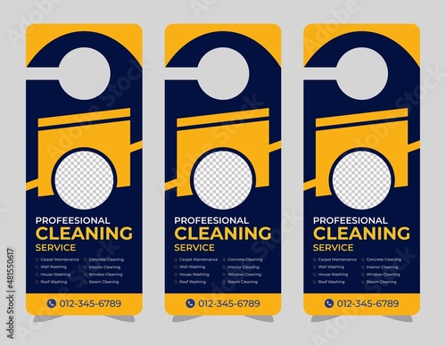 Door hanger design template, hotel knob design. Vector door hanger.	
