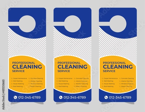 Door hanger design template, hotel knob design. Vector door hanger.	
