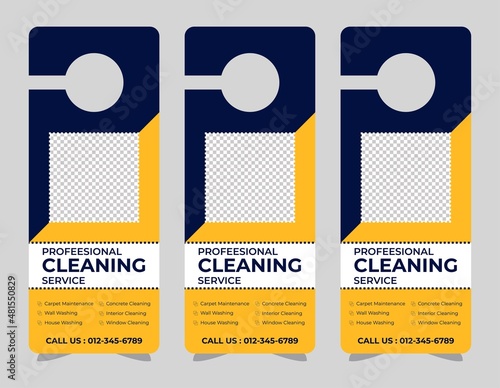 Door hanger design template, hotel knob design. Vector door hanger.	
